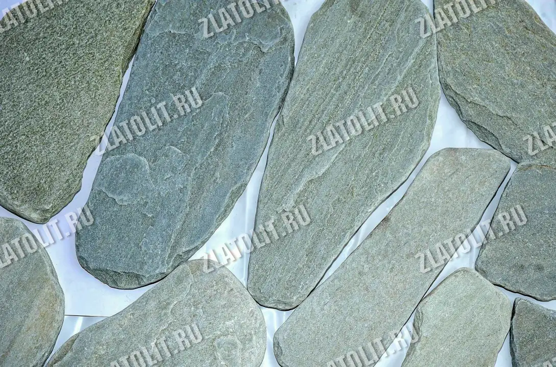 галтованный плитняк серо-зелёный златолит для мощения и облицовки в наличии от производителя